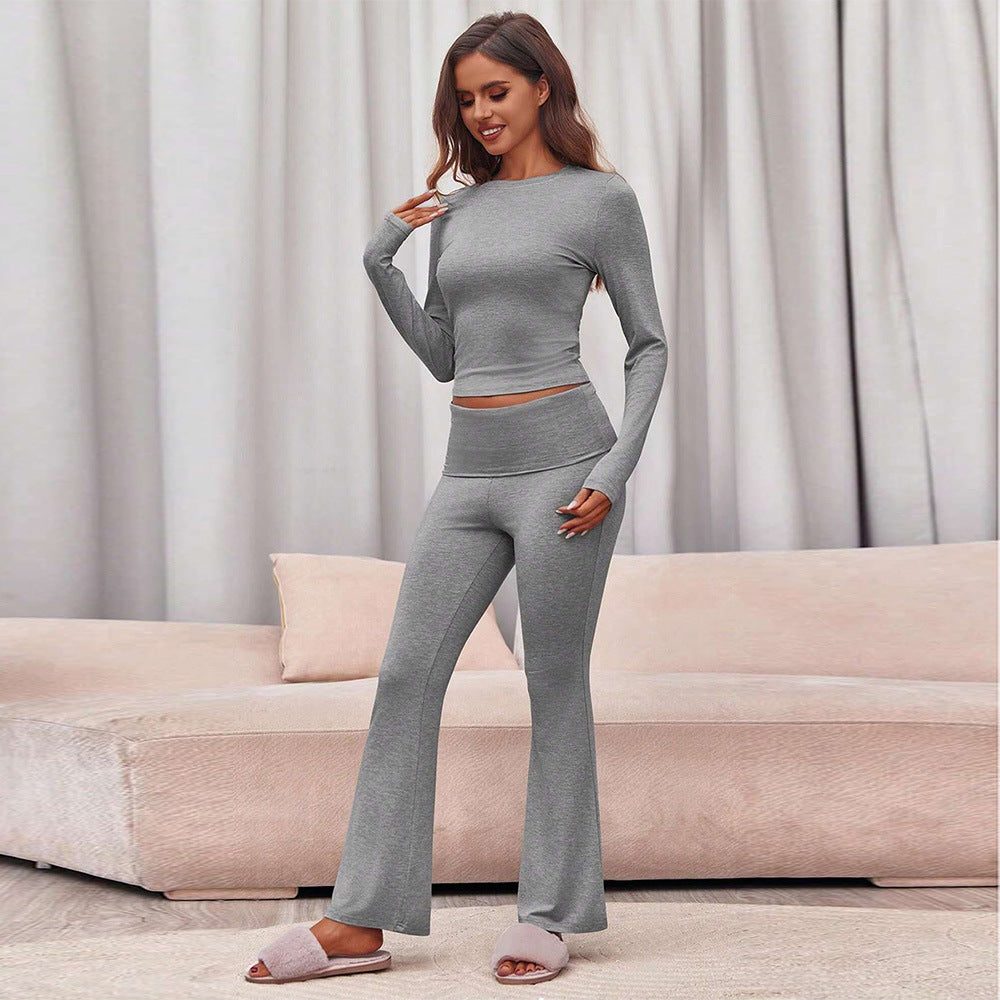 FLOWERSVERSE 2025 women's clothing popular loungewear casual style fashion suit autumn and winter versatile slim top trousers two-piece set