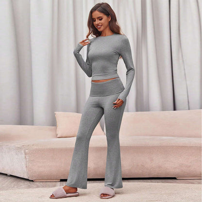 FLOWERSVERSE 2025 women's clothing popular loungewear casual style fashion suit autumn and winter versatile slim top trousers two-piece set