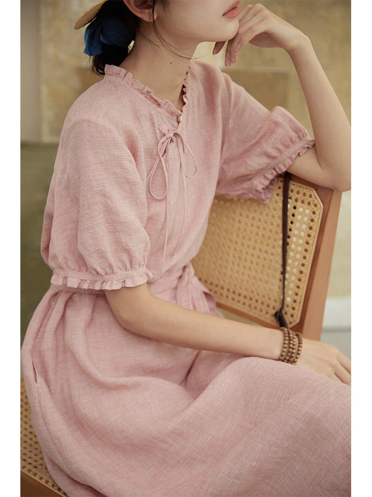 Cotton and linen women's dress, dyed improved cheongsam women's summer 2023 new skirt 230111