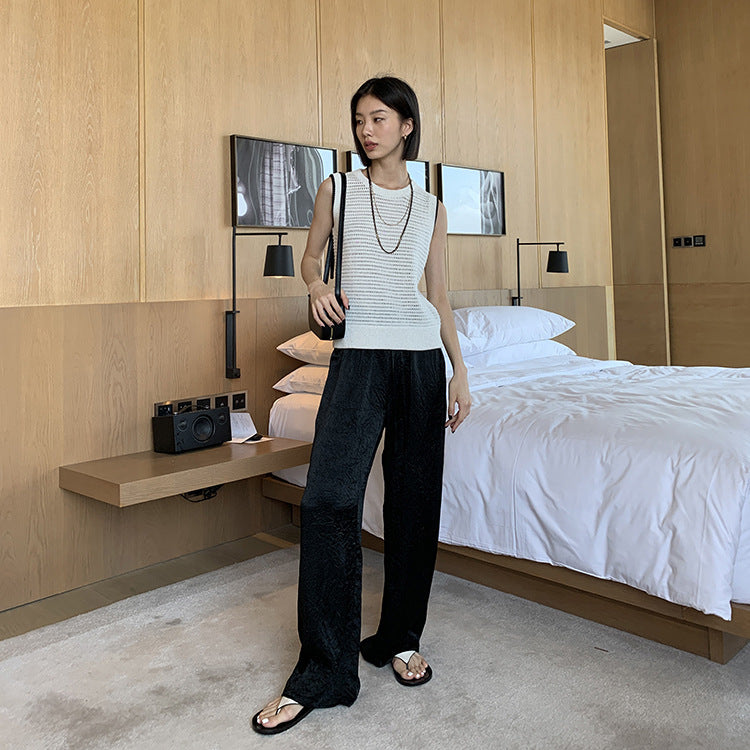 popular spring and summer wide-leg pants texture drape casual sunscreen casual pants women's summer light Yamamoto pants B0136