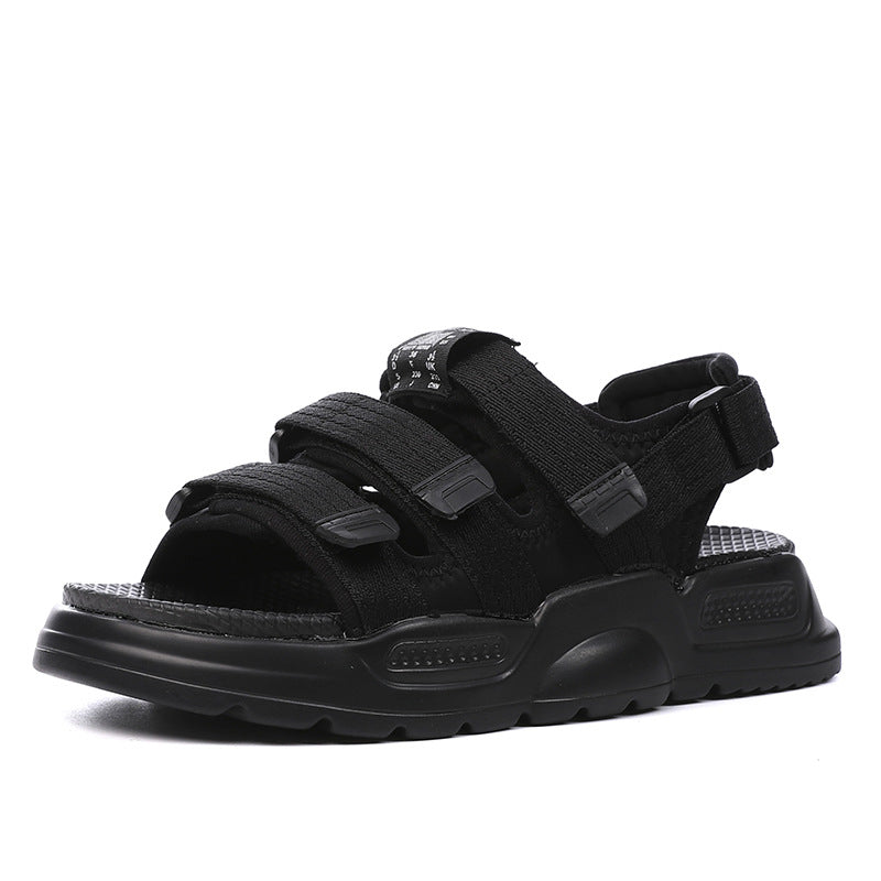 2025 Tide brand  summer new Korean version versatile Velcro casual sandals Internet celebrity super fire heightening beach Roman shoes