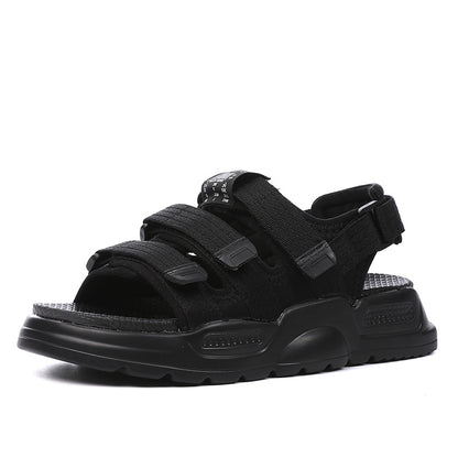 2025 Tide brand  summer new Korean version versatile Velcro casual sandals Internet celebrity super fire heightening beach Roman shoes