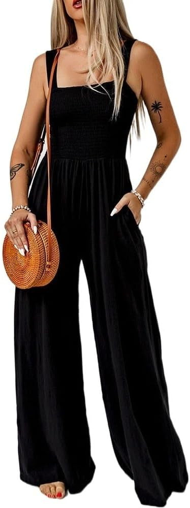 FLOWERSVERSE In the autumn of New, women's basic simple high-waisted knitted off-the-shoulder wide-footed pants women's pure black jumpsuit