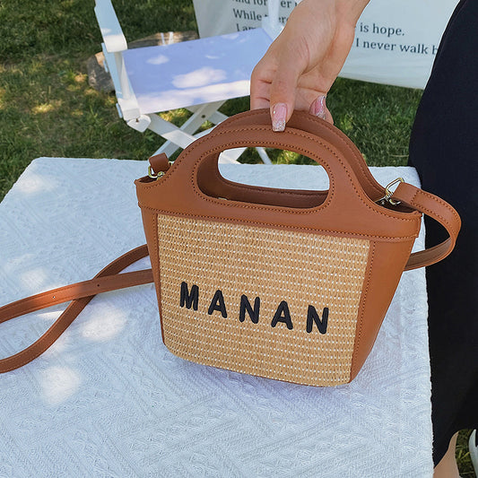 FLOWERSVERSE  2022 New Foreign Trade Women's Straw Bag Vegetable Basket Small Bag Fashion New All-Match Shoulder Crossbody Mini Small Bag