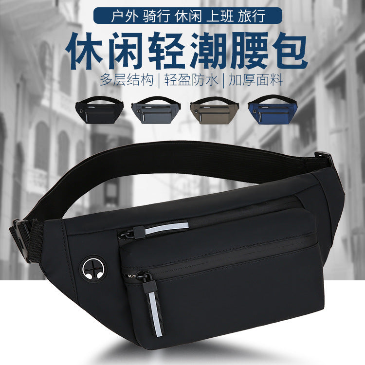 FLOWERSVERSE Men's Cell Phone Belt Bag Black Stall Leisure Waterproof Men's Chest Pack Outdoor Running Sports Cross Body Bags Foreign Trade