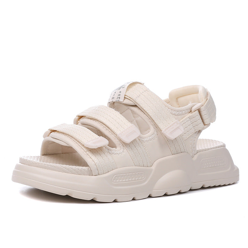 2025 Tide brand  summer new Korean version versatile Velcro casual sandals Internet celebrity super fire heightening beach Roman shoes