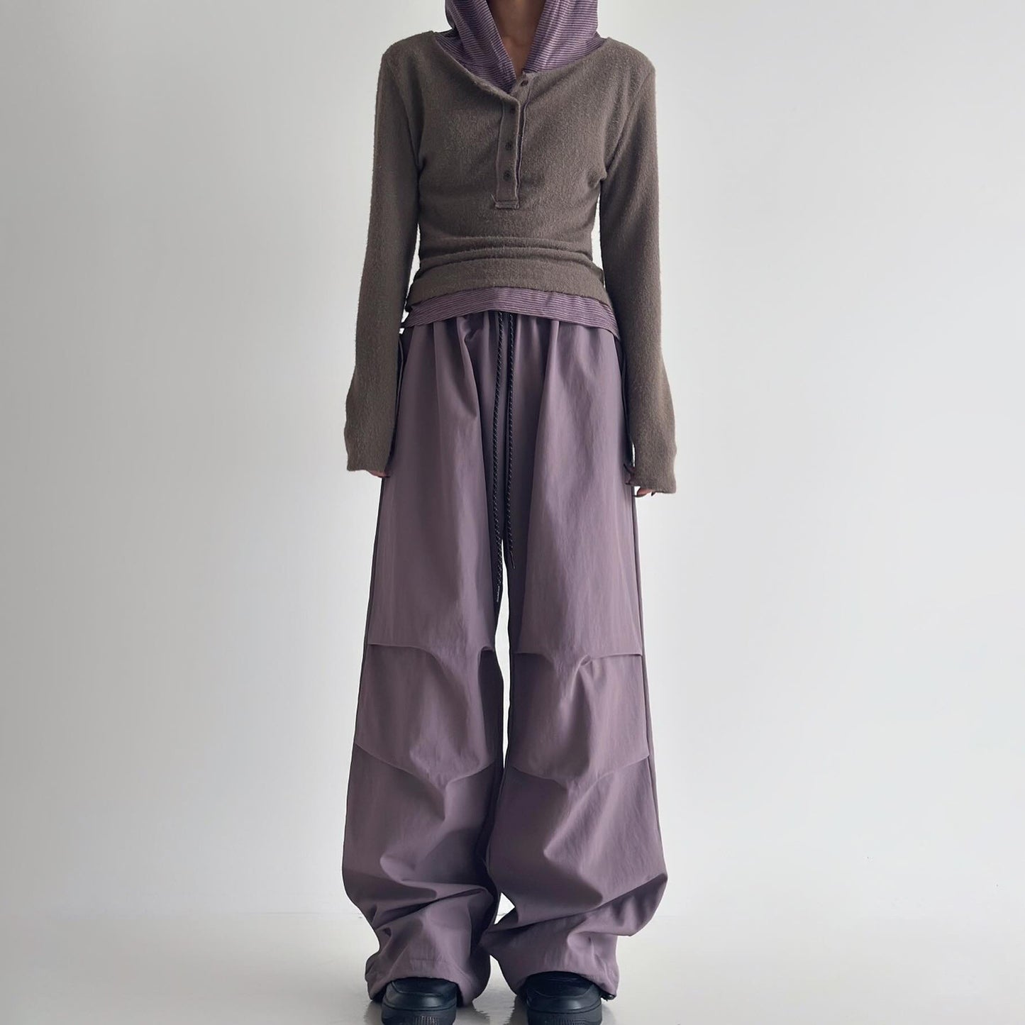 popular tie-dye pleated overalls high-waisted and thin drawstring loose casual sports parachute wide-leg pants