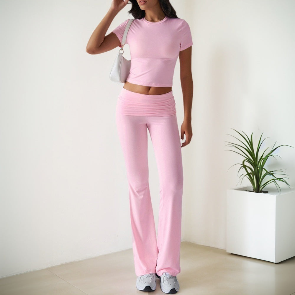 FLOWERSVERSE 2025 2025 spring and summer new  New explosion casual fashion suit solid color versatile short-sleeved trousers two-piece set