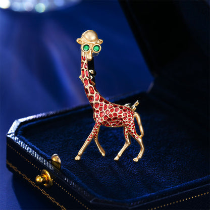 2025 Korean version of personalized accessories corsage cute suit jacket versatile Korean fashion dripping oil design sense giraffe brooch