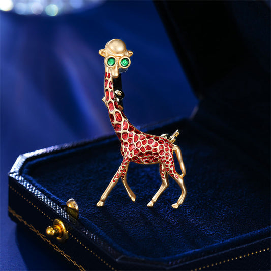 2025 Korean version of personalized accessories corsage cute suit jacket versatile Korean fashion dripping oil design sense giraffe brooch