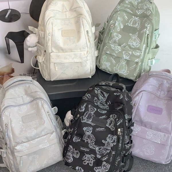 Good-looking Partysu Backpack Girls Lightweight and Large Capacity Early High School Student Schoolbag Trendy Cool Casual Backpack