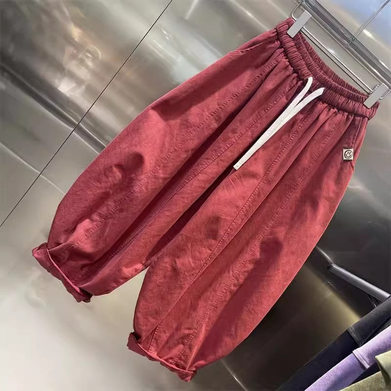 Large size Popularan goods n retro meat-covering lantern pants women's  spring and summer new elastic waist and thin dad pants
