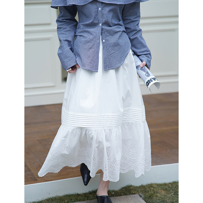 2025  spring new heavy industry  embroidery skirt high-end lace niche design long dress 8351