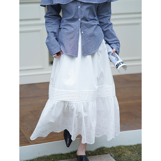 2025  spring new heavy industry  embroidery skirt high-end lace niche design long dress 8351