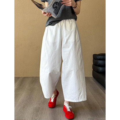 2025  Spring New Korean Version High Waist Elastic Washed Loose Casual Wide Leg Pants Pants 6027