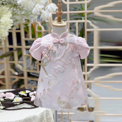 flowersverse One Year Old Celebration Dress  Girls One First Birthday Dress Cheongsam High Sense Baby Girl Princess Dress Baby Zhuazhou