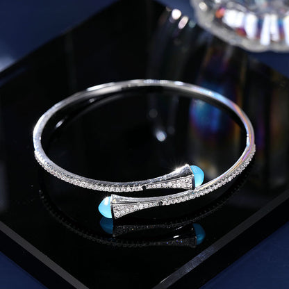 2025 Popularan style retro high-end jewelry set open ring niche design personalized simple geometric bracelet bracelet