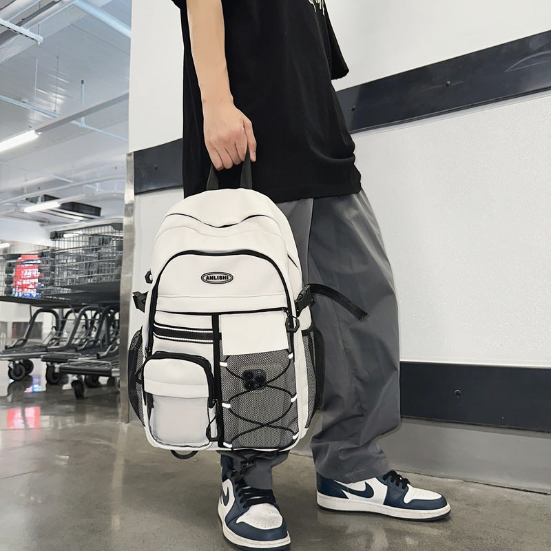 2025 School bag Junior high school female burden reduction backpack Middle school student school bag popular new high school girls large capacity super light men