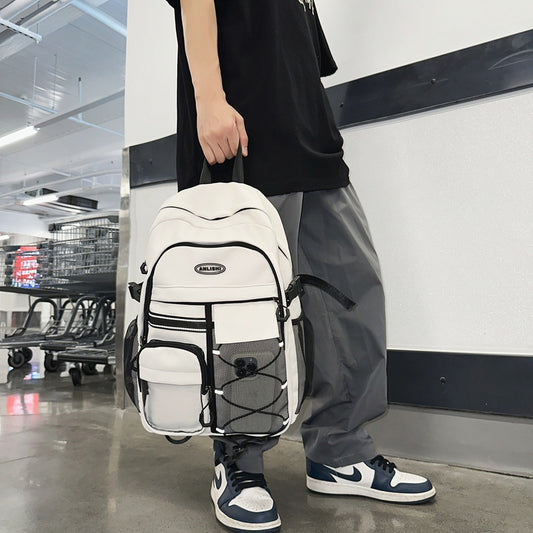 2025 School bag Junior high school female burden reduction backpack Middle school student school bag popular new high school girls large capacity super light men