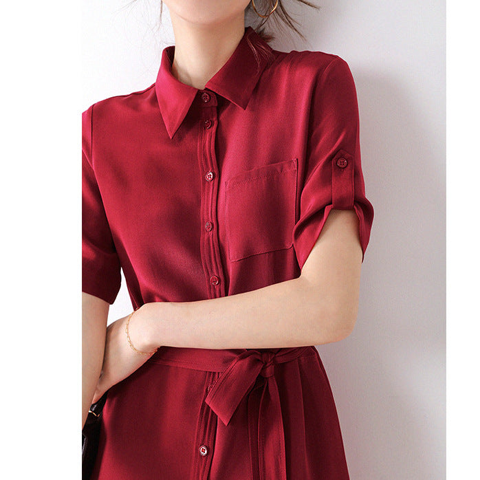 2025 Heavy 30 mmi, mulberry silk skirt women's clothing summer  new medium and long short-sleeved silk dress