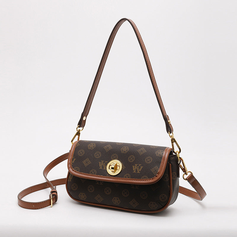 2025 Shoulder bag women's new retro printed armpit bag spring versatile contrasting color women's bag simple commuter bag messenger bag