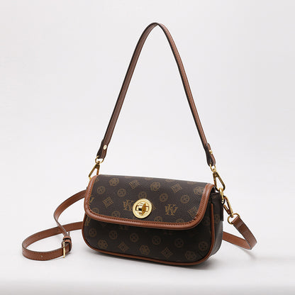 2025 Shoulder bag women's new retro printed armpit bag spring versatile contrasting color women's bag simple commuter bag messenger bag