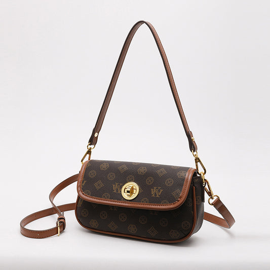 2025 Shoulder bag women's new retro printed armpit bag spring versatile contrasting color women's bag simple commuter bag messenger bag