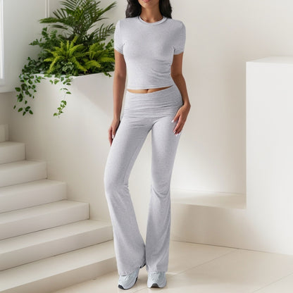 FLOWERSVERSE 2025 2025 spring and summer new  New explosion casual fashion suit solid color versatile short-sleeved trousers two-piece set