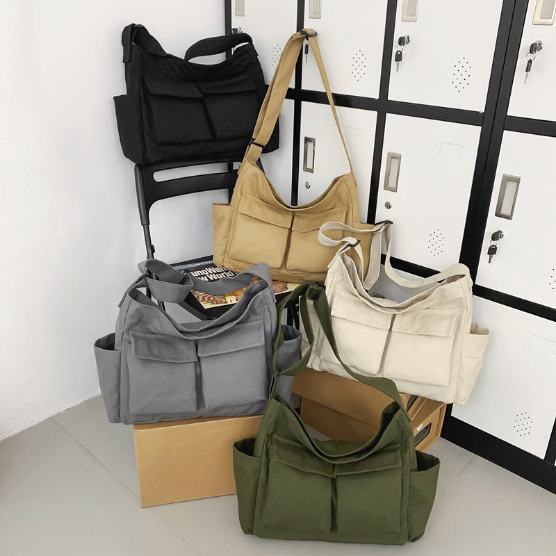 FLOWERSVERSE  Artistic Youth Shoulder Bag Ins Versatile Large Capacity Canvas Bag Summer School Bag for College Students Messenger Bag Women's Bag