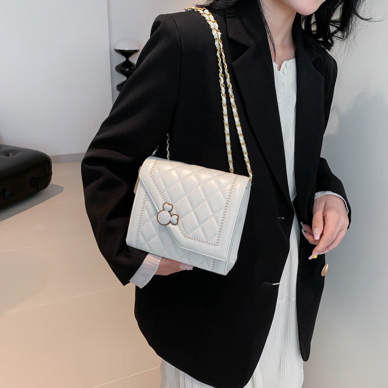FLOWERSVERSE  New Women's Square Shoulder Bag Elegant Korean Style Messenger Bag Women's Bag Chain All-Match Diamond Quilted Handbag