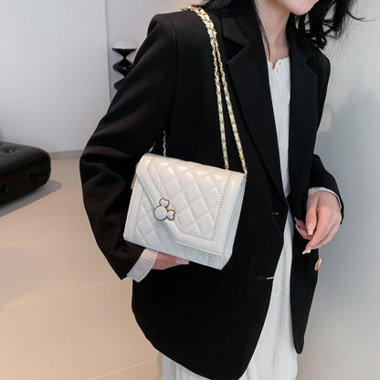 FLOWERSVERSE  New Women's Square Shoulder Bag Elegant Korean Style Messenger Bag Women's Bag Chain All-Match Diamond Quilted Handbag