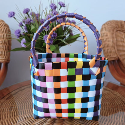 FLOWERSVERSE  Free Shipping Popular Small Bag Vegetable Basket PVC Woven Bag Open Children Small Clutch Hand Gift Bag Women's Bag