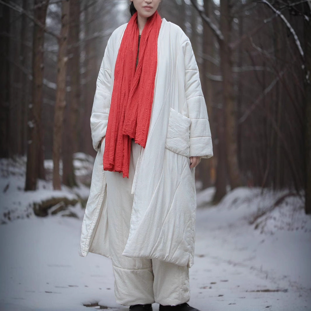 warm autumn and winter literary cotton clothes, mulberry silk cotton blended double-sided wear, soft and comfortable medium and long cotton-padded clothes