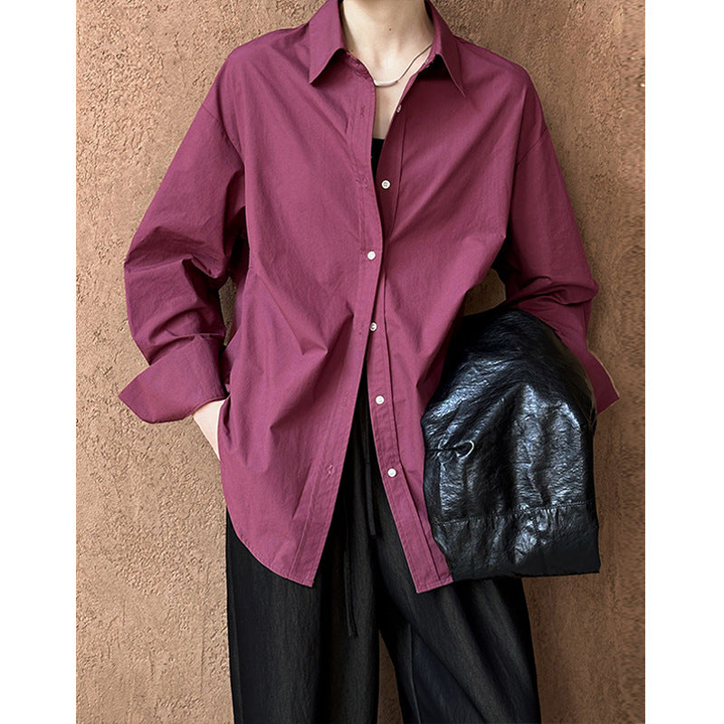 2025  2025 early spring new Korean fashion lapel design sense niche chic long-sleeved shirt women 24172