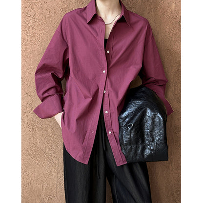 2025  2025 early spring new Korean fashion lapel design sense niche chic long-sleeved shirt women 24172