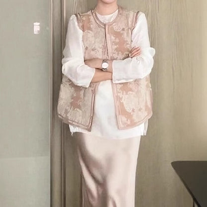 2025 New Chinese women's clothing Chinese style vest high-end suit skirt cheongsam autumn and winter wear a complete set of  new models