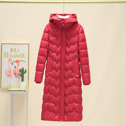 European and American foreign trade wave sewn hooded cotton-padded clothes for women's winter extended over-knee cotton clothes thickened cold-proof jacket