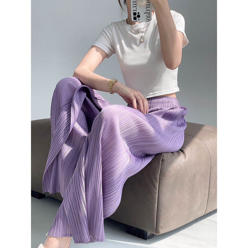 Folds  summer new fashion drape loose Miyake casual pants women's senior sense thin versatile wide-leg pants