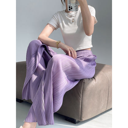 Folds  summer new fashion drape loose Miyake casual pants women's senior sense thin versatile wide-leg pants