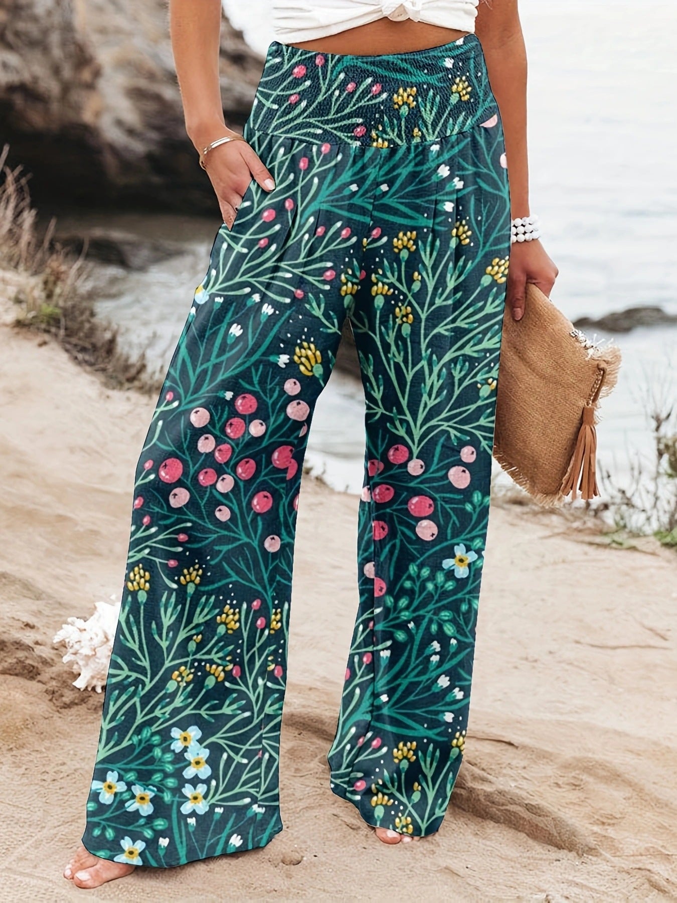 FLOWERSVERSE  European and American Spring and Summer  Cross-Border New Arrival Four Seasons Leisure Wide Leg Pants Printed Popular Loose Trousers for Women