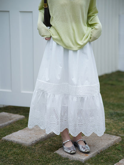 2025  spring new heavy industry  embroidery skirt high-end lace niche design long dress 8351