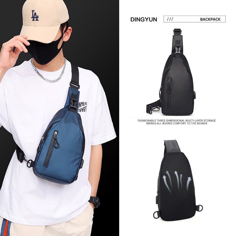 FLOWERSVERSE Chest Bag Men's Shoulder Messenger Bag Simple Casual Trend Multi-Functional Cross-Body Bag Men's Bag Small Backpack Fashion Chest Bag