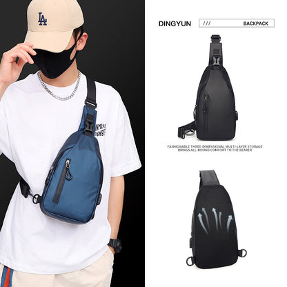 FLOWERSVERSE Chest Bag Men's Shoulder Messenger Bag Simple Casual Trend Multi-Functional Cross-Body Bag Men's Bag Small Backpack Fashion Chest Bag