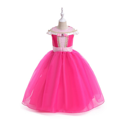 flowersverse New Girl's Dress Sleeping Beauty Dress Ailuo Princess Dress Girl's Dress European and American Style Children's Clothing in Stock