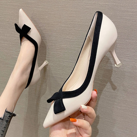 2025 SX8806-B1  bow high heels 2025 new single shoes women's Korean version niche design stiletto women's shoes
