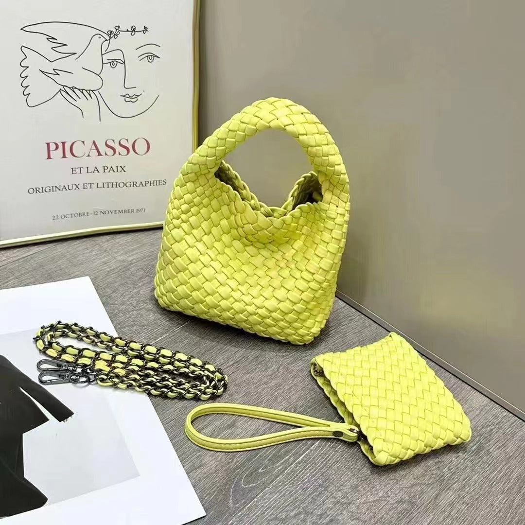 FLOWERSVERSE  Handmade Woven Small Tote Bag Handbags Female  New High-Grade Mini Chain Shoulder Crossbody Bag