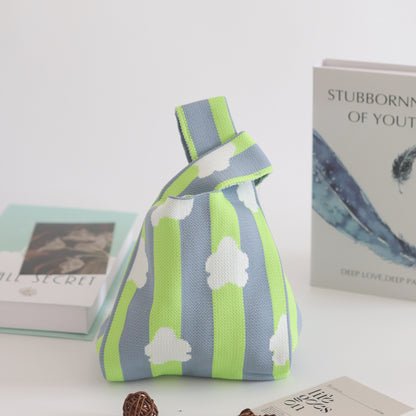 FLOWERSVERSE  INS Internet Hot New Handbag Women's Knitted Bag Japanese and Korean Style All-Match Hand Carrying Casual Tote Bag Factory Wholesale