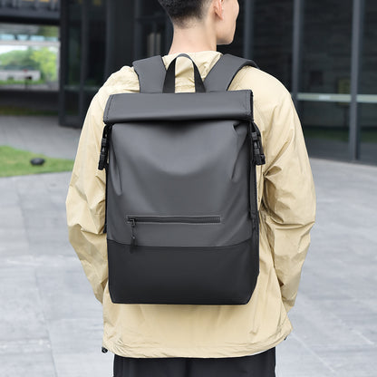2025  men's backpack, business travel, high-end sense, large-capacity backpack, fashionable commuter roll-up design, backpack