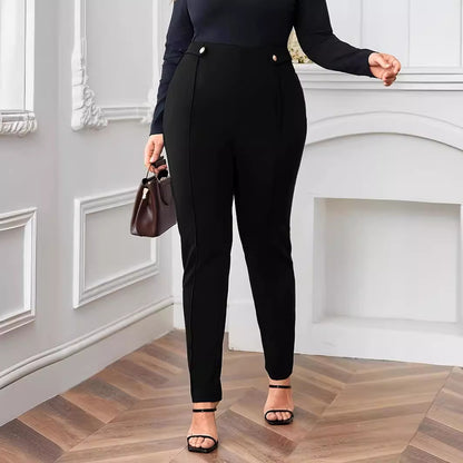 FLOWERSVERSE  New  Independent Station  European and American Slim Solid Color Trousers Skinny Pants plus Size Casual Women's Pants