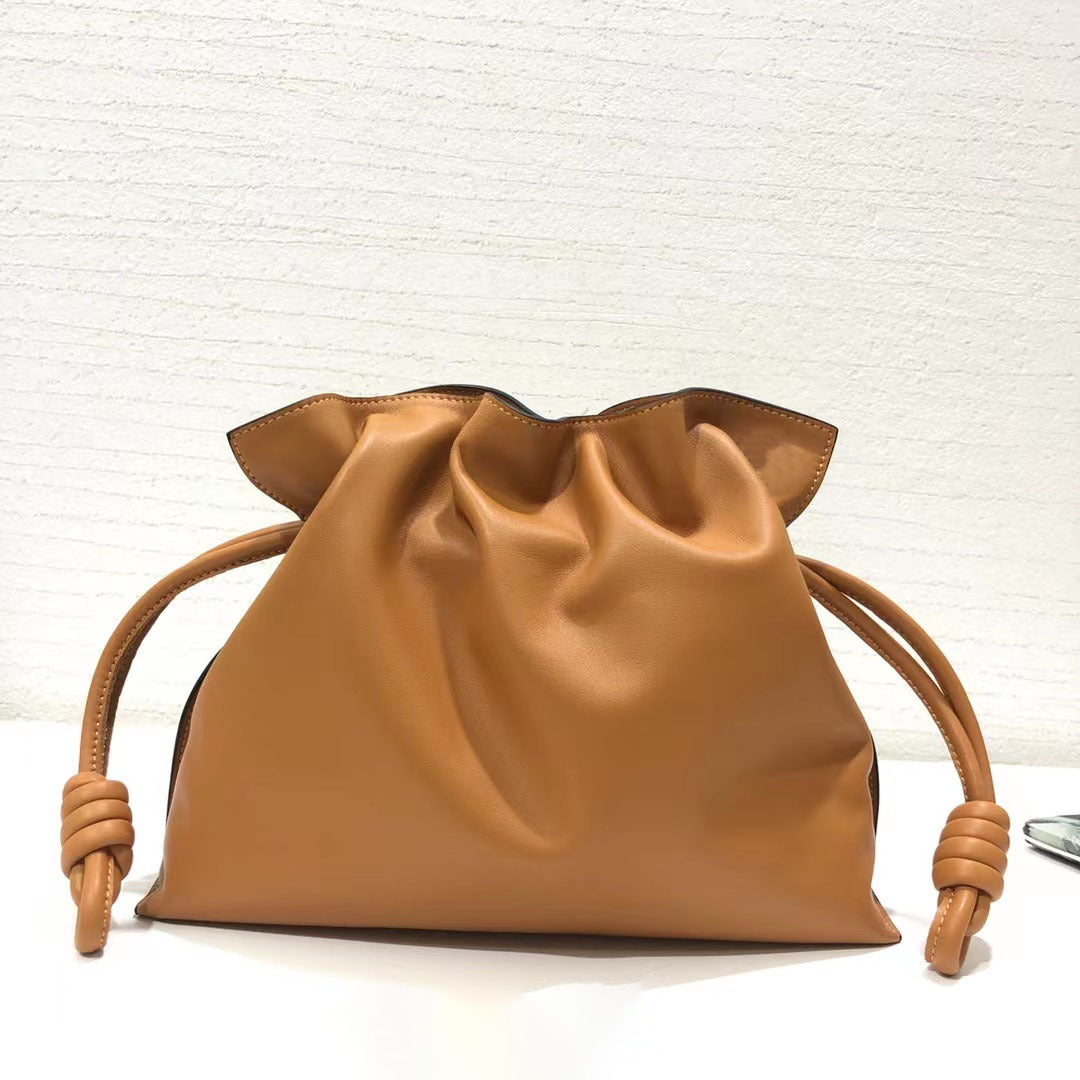 FLOWERSVERSE 2025 Ceiling fiamenco lucky bag bag calfskin drawstring bucket bag underarm oblique span shoulder mini cloud women's bag